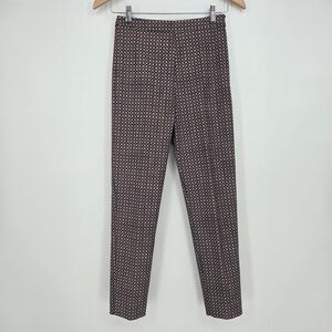 COA Prada Red Blue Geometric Cigarette Cut Trousers Tapered Ankle Size 38 (US 4)